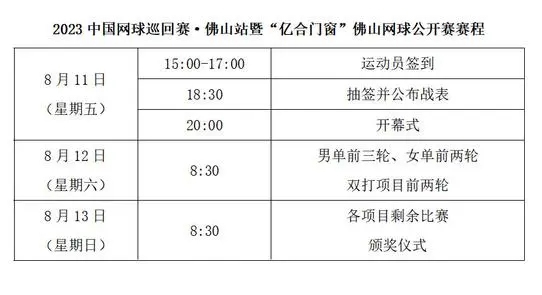 亿合门窗跨界牵手中国网球巡回赛守护健康生活